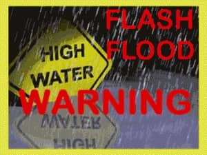 The National Weather Service has issued a flash flood warning for the area through 8 p.m. Wednesday night.