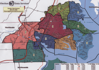 A map of polling wards in the city.