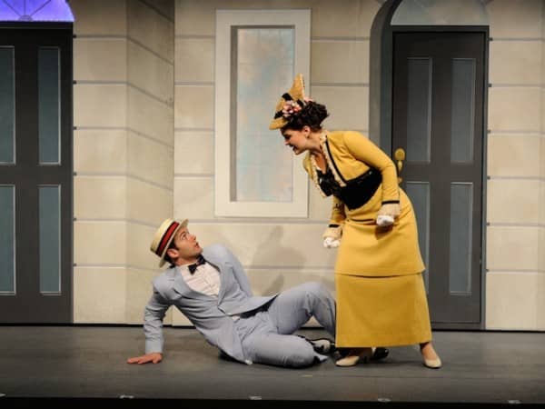 Jessica Wagner as Eliza Doolittle sings “Show Me” to Roger Reed as Freddy Eynsford-Hill in Lerner and Loewe’s stunning Broadway classic, My Fair Lady, being presented at Ocean State Theatre in Warwick through October 19. 