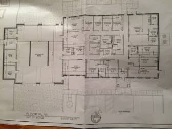 An blueprint  of the planned Potowomut Fire Station.