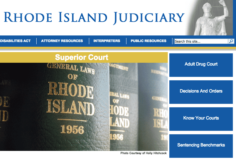A screenshot of the RI Superior Court website.