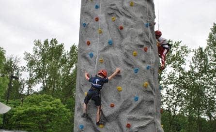 A rock wall set up for kids enjoyment during a recent National Night Out event in Warwick.
