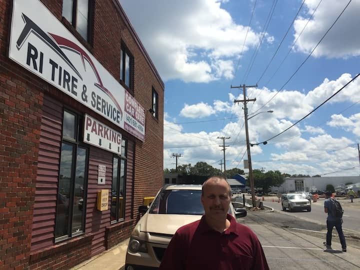 Jeff Roy, owner of RI Tire & Service, who says construction for the Apponaug Circulator Project is hurting his business.