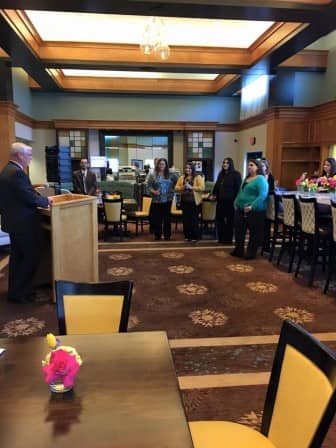 Mayor Scott Avedisian stopped at the newly renovated Holiday Inn Express Tuesday to announce a boost in the city's hotel occupancy this summer. 