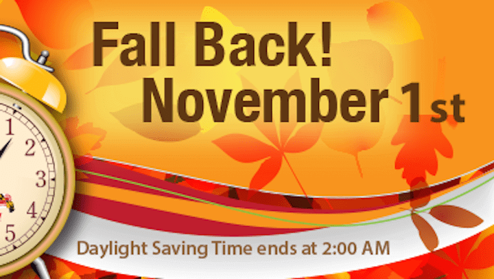 Clocks get set back an hour Nov. 1 at 2 a.m.