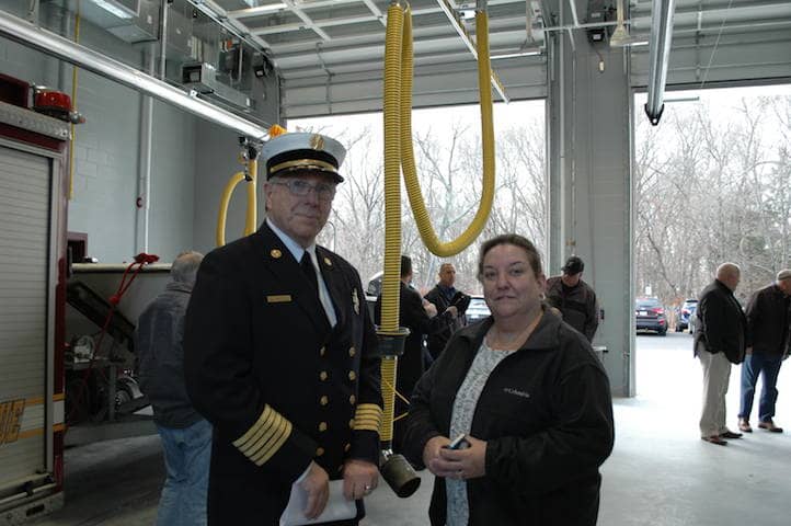 [CREDIT: Rob Borkowski] Warwick Fire Chief Edmund Armstrong and his wife, Kathy, at the grand opening for the new Potowomut Fire Station on Potowomut Road.