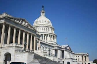 The US Capitol Building, viewed from the rear of the property.