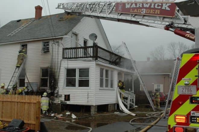Warwick Firefighters inspect the house at 39 Eaton Ave. at about 9 a.m. Friday, Dec. 18 after extinguishing a blaze there at about 7:50 a.m.