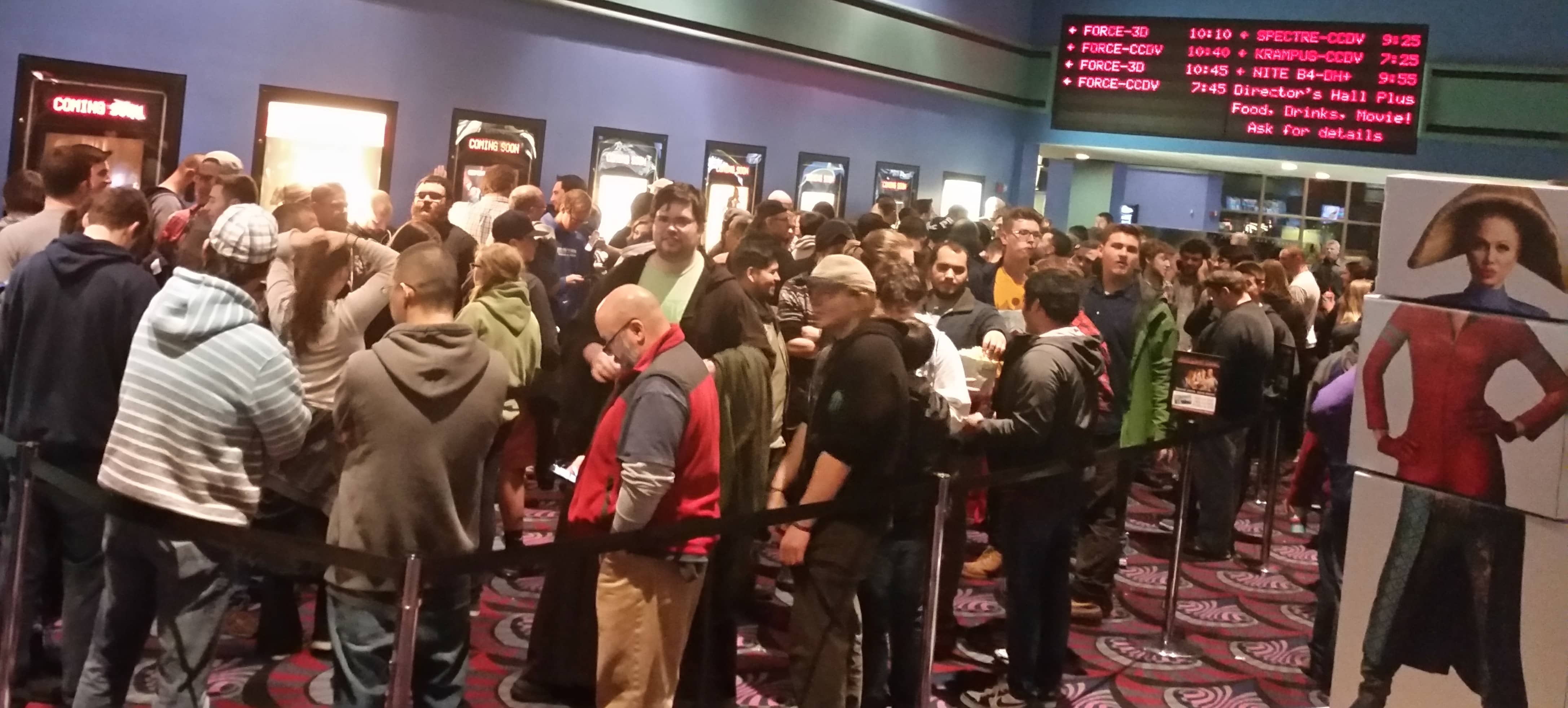 [CREDIT: Phil Nemirow] Later showings of the movie drew much larger crowds at Showcase Cinemas on Quaker Lane.