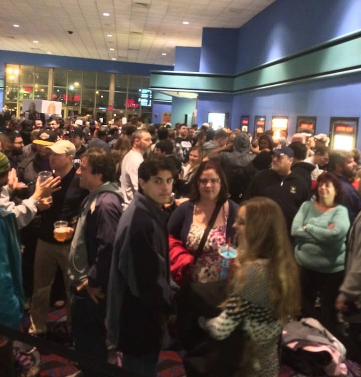 [CREDIT: Todd Matheny] A full house waiting for the later showings of The Force Awakens at Showcase Cinemas on Quaker Lane Dec. 17.