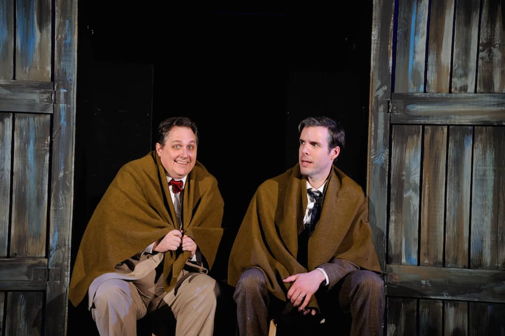 [CREDIT: Mark Turek] (from left) Jef Canter and Kevin Cirone star as Clarence the Angel and George Bailey in the family-friendly holiday musical, It’s a Wonderful Life, being presented at Ocean State Theatre in Warwick through December 27. 