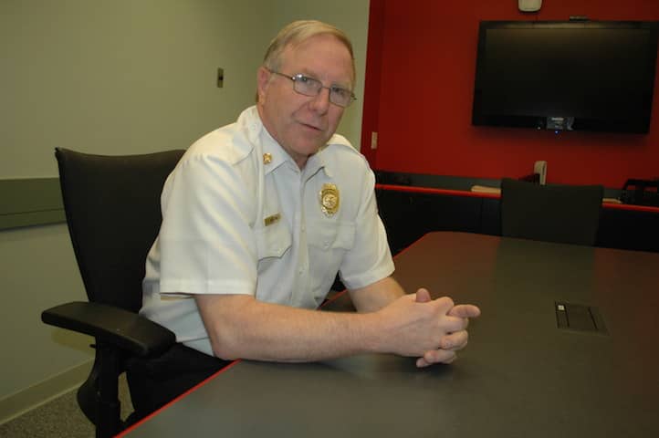 [CREDIT: Rob Borkowski] Retiring Warwick Fire Chief Edmund Armstrong, at Warwick Fire Department Headquarters on Veterans Memorial Drive.