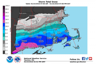 [CREDIT: NWS] The National Weather Service's predicted snowfall from the Jan. 23 winter storm.