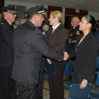 [CREDIT: Rob Borkowski} From left, WPD Chief Col. Stephen McCartney and Dep. Chief Michael Babula congratulate Nadine J. Parmenter, and Gilda T. Fortier on their new detective rank.