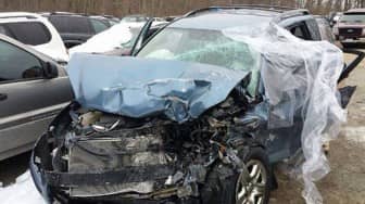 [CREDIT: WPD] the resulting damage to the Fagundes' vehicle after a Feb. 13 head-on crash on Metro Center Blvd. Both are still recovering from their injuries. 