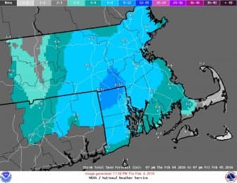 [CREDIT: NWS] A parking ban is in effect today until further notice as a winter storm expected to bring four to eight inches of snow approached the area.