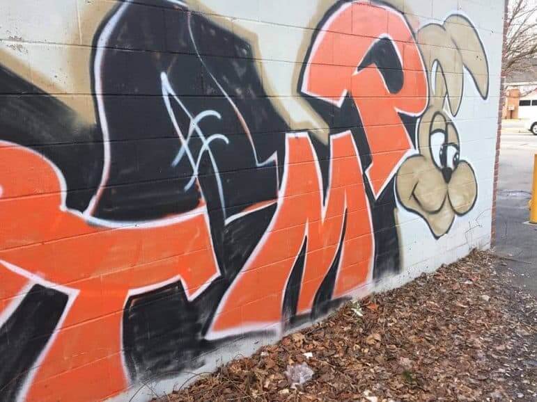 [CREDIT: WPD] A grafitti tag in Conimicut shared on the WPD facebook page Feb. 1. The Conimicut Neighborhood Association has listed a $500 reward for info leading to the arrest of the artist responsible for a number of graffiti works appearing throughout the village in February.