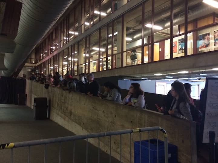 [CREDIT: Rob Borkowski] Knight Campus students wait to see former president Bill Clinton Thursday.