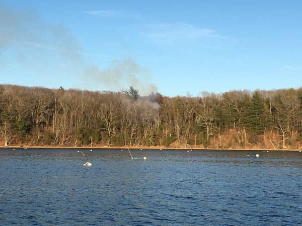 [CREDIT: Ryan Whalen] Warwick Firefighters responded to fire in Goddard Park Wednesday at about 6:30 p.m. Smoke was visible from East Greenwich at the Blu on the Water restaurant.