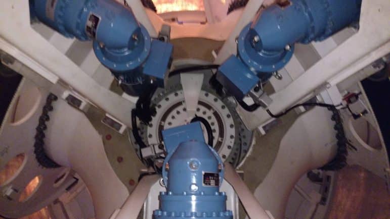 [CREDIT: WFD} A look inside the nacelle / nose cone of the turbine. 