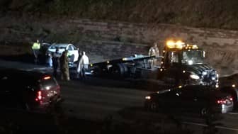 [CREDIT: Rob Borkowski] The second of two late-night crashes, first at exit 15 and the second at exit 16 on Rte. 95 south Tuesday night.