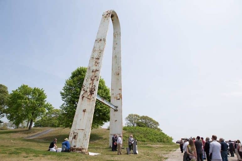 [Rhode Island Foundation] Thursday's press conference announcing the renovation of the Rocky Point Arch.