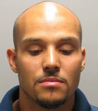 [CREDIT: WPD] Luis Brito, 32, of Providence, was arrested Tuesday morning and charged with larceny for stealing wheels off a car in the Gaspee neighborhood.
