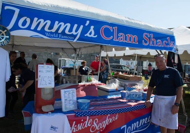 [CREDIT: Mary Carlos] Steve DeLory, manager and chef at Tommy's Clam Shack in Warwick, outside the restaurant's booth at The Great Chowder Cookoff Saturday. 