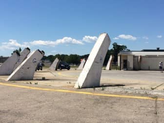 [CREDIT: Rob Borkowski]  The pylon bases for the Airport Road Dome on Saturday.