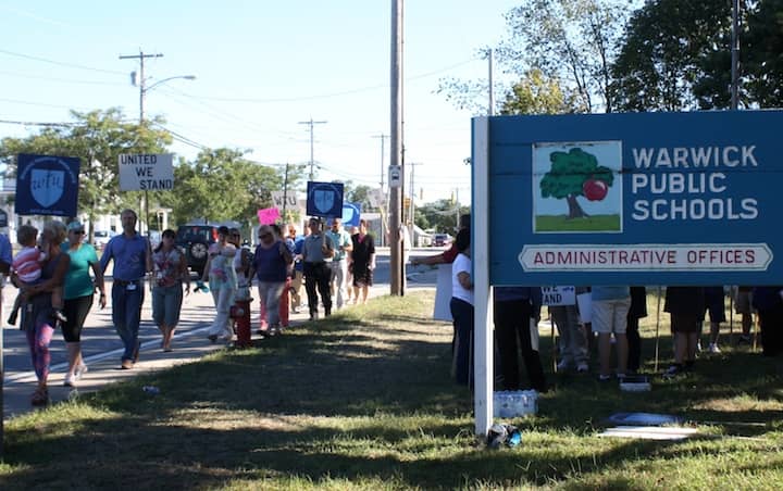 [CREDIT: Beth Hurd] Teachers were joined by parents, students and taxpayers in an informational picket on Monday afternoon.