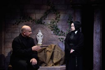 [CREDIT: Mark Turek] Greg London and Caitlin Davies star as Father Flynn and Sister James in 'Doubt' at OSTC.