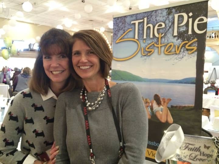 [CREDIT: Rob Borkowski] Leigh Brown and Victoria Corliss, authors of "The Pie Sisters" at the RI Author Expo at Rhodes on the Pawtuxet Saturday.