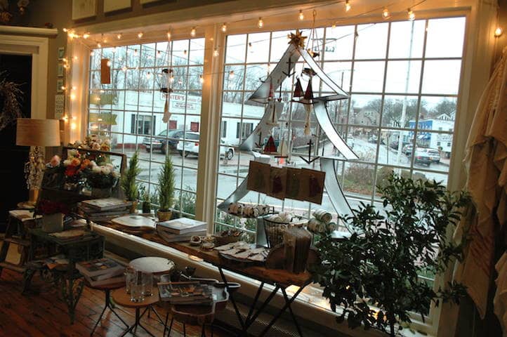 [CREDIT: Rob Borkowski] The front window at Noon Design, 18 Post Road, looks out on a big swath of Pawtuxet Village.