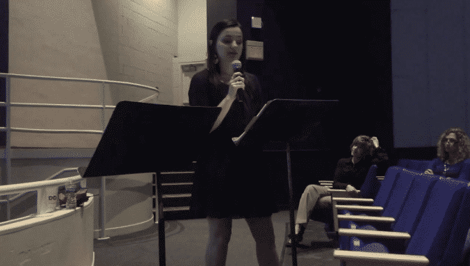 [CREDIT: Nicole Potvin] Pilgrim High grad and motivational speaker Nicole Potvin, recovering anorexia survivor and newly minted psychologist, spoke to students during a Nov. 2016 assembly about overcoming her struggles. [2024: A video of her talk posted to Potvin's Facebook page at the time is no longer publicly available.]