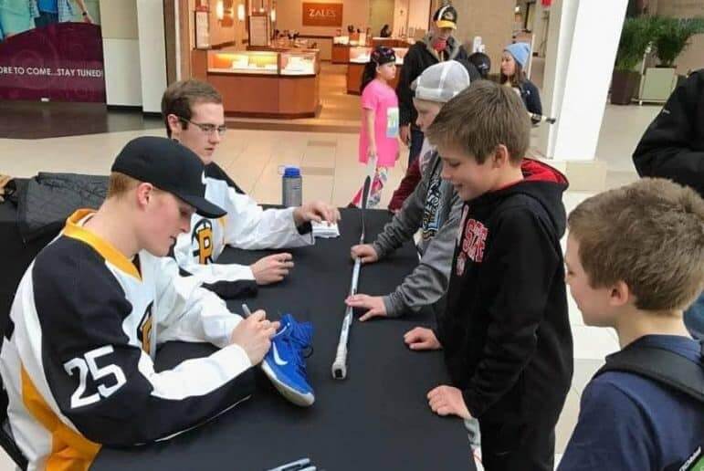 [CREDIT: Shawn Feeney] The Providence Bruins met with and signed autographs for Warwick Mall shoppers Wednesday.
