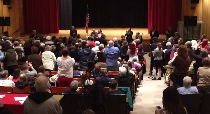 [CREDIT: Rob Borkowski] The room was full at Coventry High School during a Congressional Town Hall meeting with Senators Jack Reed and Sheldon Whitehouse and Congressman Jim Langevin.