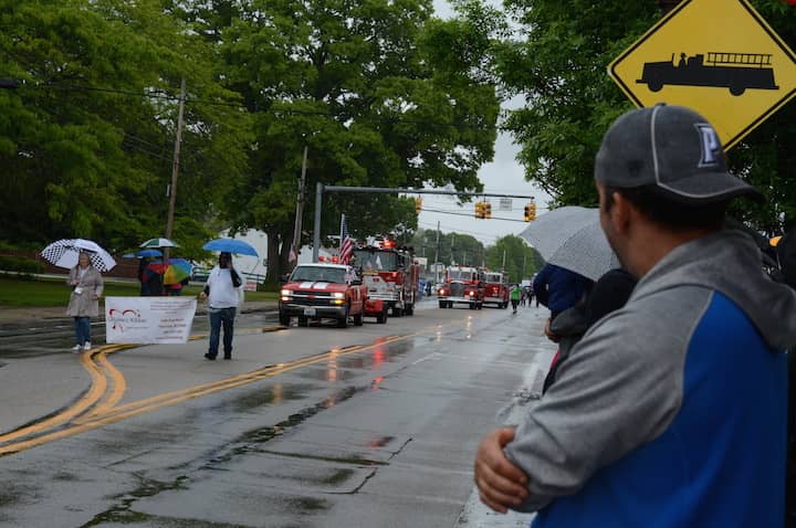 [CREDIT: Rob Borkowski] At right, Harvey Emery watches the May 29 2017 Memorial Day Parade on West Shore Road in Warwick.
