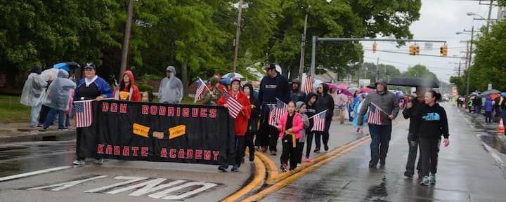 [CREDIT: Rob Borkowski] [CREDIT: Rob Borkowski] The Don Rodrigues Karate Academy marches in the 2017 Memorial Day parade.