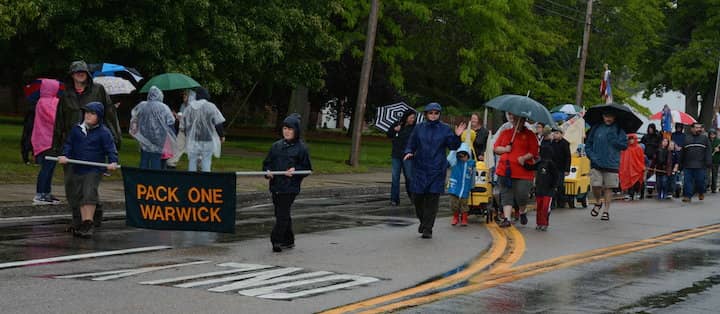 [CREDIT: Rob Borkowski] Cub Scout Pack 101 marches down West Shore Road in the 2017 Memorial Day parade.