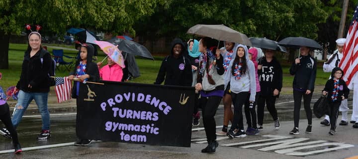 [CREDIT: Rob Borkowski] The Providence Turners march down West Shore Road in the 2017 Memorial Day parade.