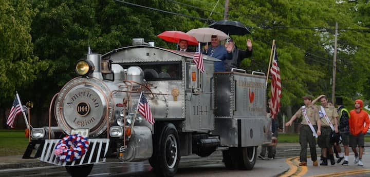 [CREDIT: Rob Borkowski] American Legion Shields Post members in their restored vintage “40 & 8″ truck.