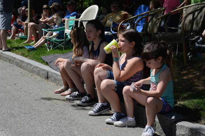 [CREDIT: Rob Borkowski] Fromleft, Kailey Kilduff, Hailey Heal, Victoria Hawkins and Madison Bartkiewicz wait for the start of the 2017 Gaspee Day Parade.