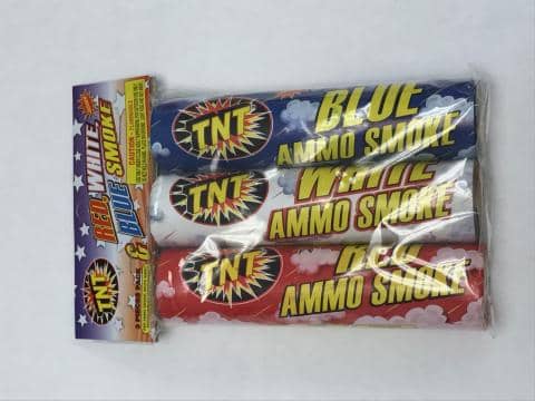 [CREDIT: Consumer Product Safety Commission] TNT Red, White, & Blue Smoke fireworks. The fireworks can explode unexpectedly after being lit, posing burn and injury hazards to consumers.