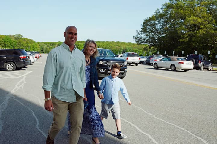 [CREDIT: Rob Borkowski] Scott Morey, Ellen Morey and Gavin Flynn arrive to watch Tyler Morey graduate Tuesday at CCRI. The most exciting part of the day, Scott said, "Just watching my son graduate."