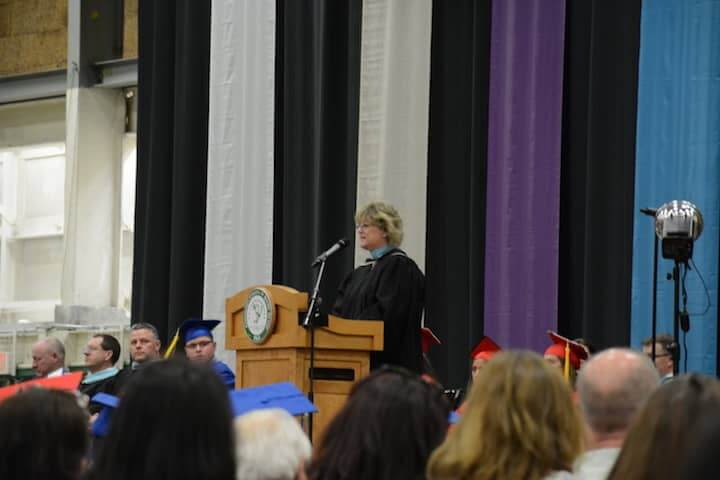 [CREDIT: Rob Borkowski] Toll Gate Principal Candace Caluori addresses graduates during the 2017 Toll Gate graduation.