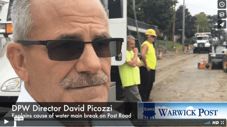 [CREDIT: Rob Borkowski] DPW Director David Picozzi explains circumstances of the water main break on Post Road July 14.