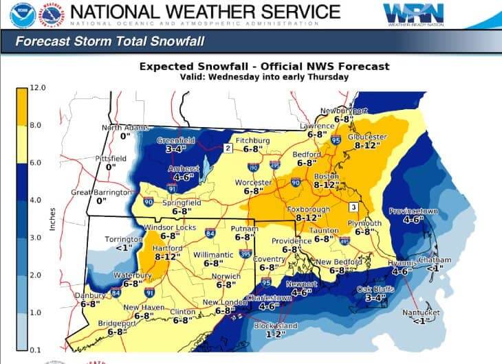 [CREDIT: NWS] The fourth nor'easter in 19 days is expected to start in earnest after noon Wednesday.