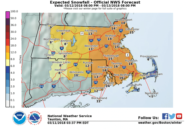 [CREDIT: NWS] The National Weather Service predicts about a foot of snow during the next storm, with the possibility of up to 19 inches.