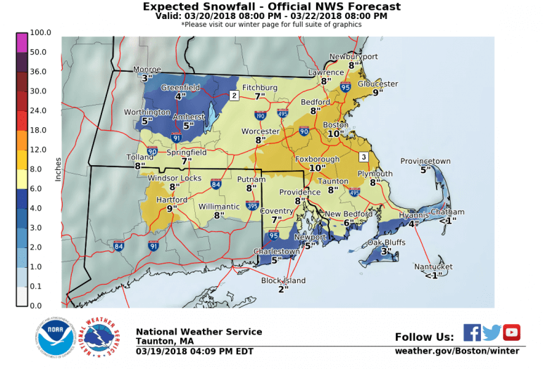 [CREDIT: NWS] The National Weather Service forecasts a fourth Nor'easter for Wednesday.