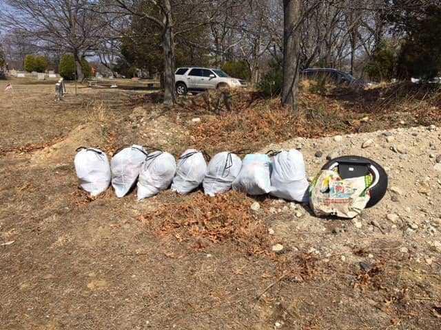 [CREDIT: Stephen McAllister] Some of the trash picked up today in the Cemetery. 